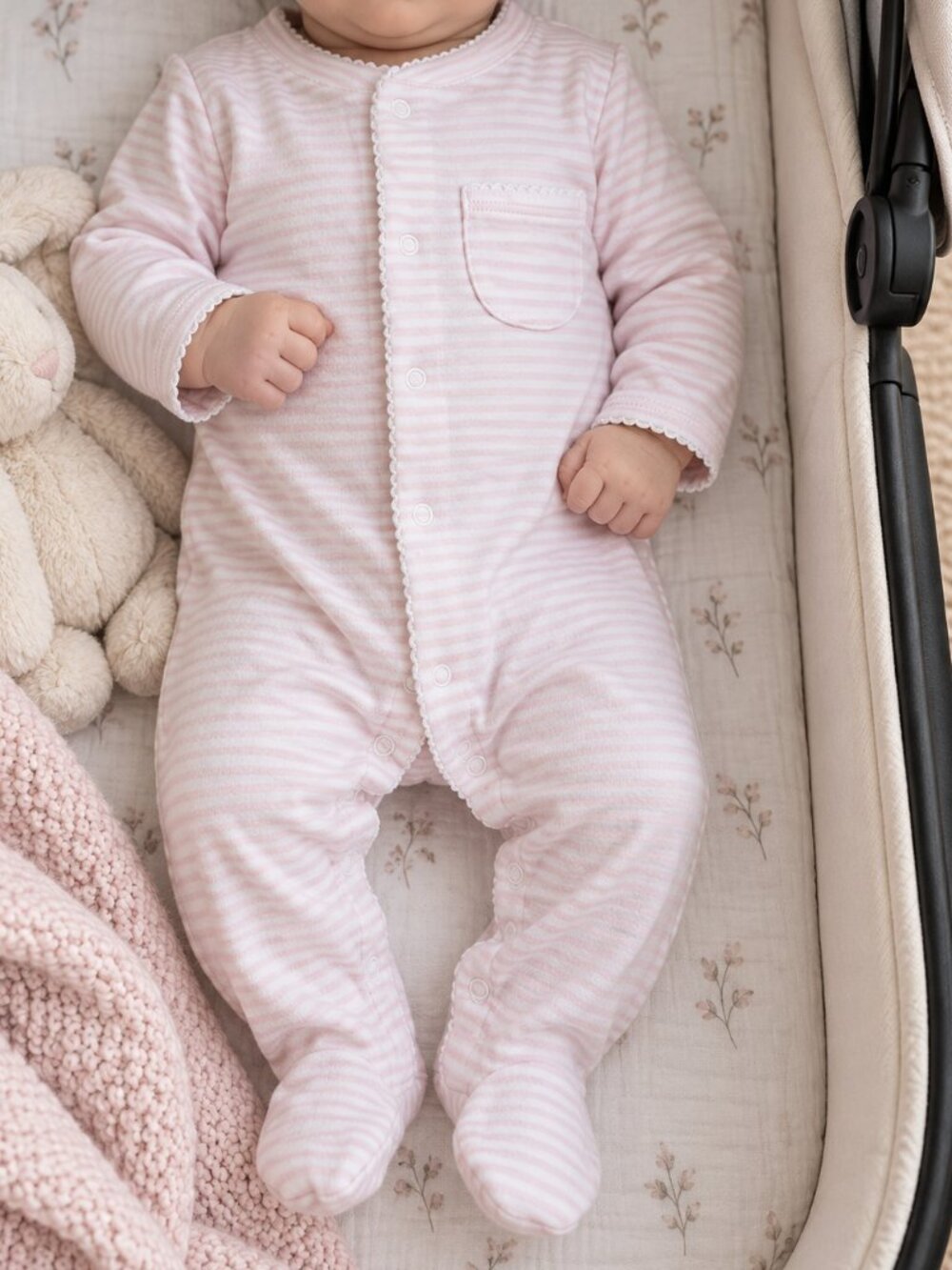 Kissy Kissy Pink Stripe Pima Cotton Footie Sleeper 0–3 Months